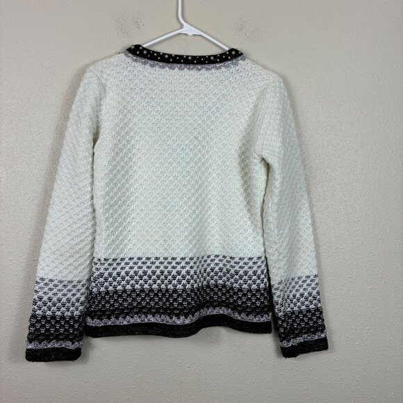 Alberto Makali Beaded Knit Navy White Sparkly Cardigan Sweater Size XL - Picture 7 of 7